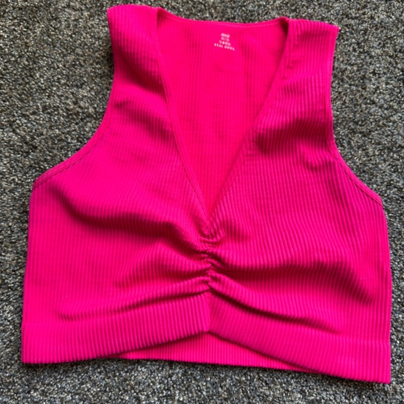 Aerie offline Hot Pink Ribbed Tank sports bra bralette nwot - Picture 1 of 4